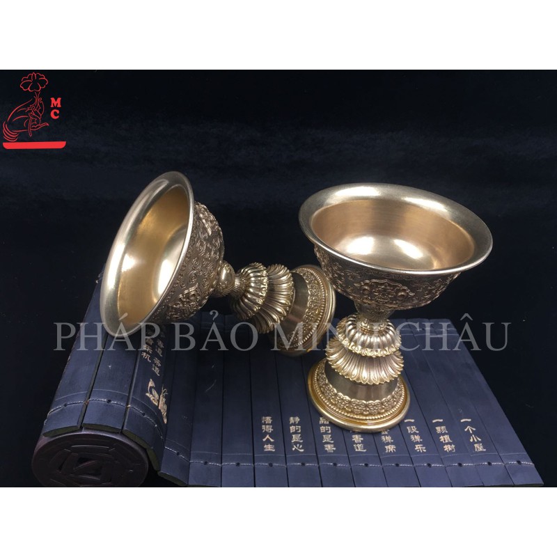 [PHÁP BẢO MINH CHÂU] Chén Đựng Nến Bơ 8 Cát Tường Đồng - CỠ TO, TRUNG