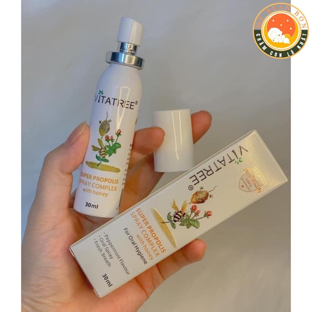 Xịt họng keo ong Vitatree 30ml cho bé từ 2 tuổi của úc giảm ho đau ngứa họng, tăng sức đề kháng, giảm viêm loét miệng