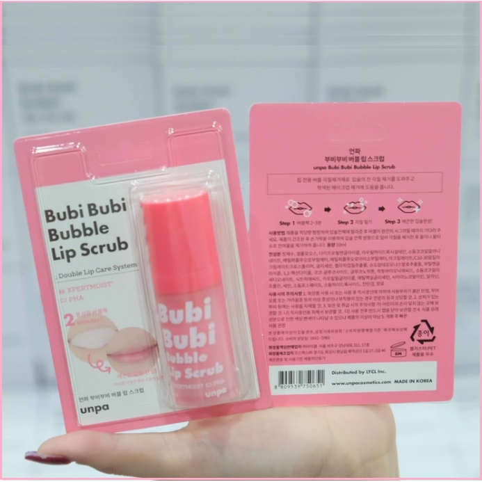 BubiBubi - Tẩy Tế Bào Chết Sủi Bọt Cho Môi Unpa Bubi Bubi Bubble Lip Scrub 10ml [Mẫu 2021]