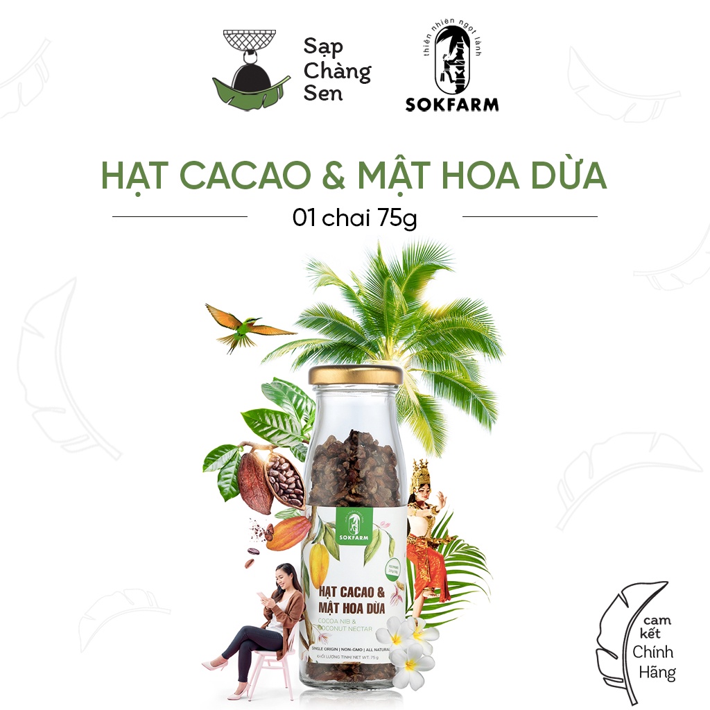 Hạt cacao &amp; mật hoa dừa (Sokfarm) - 75g