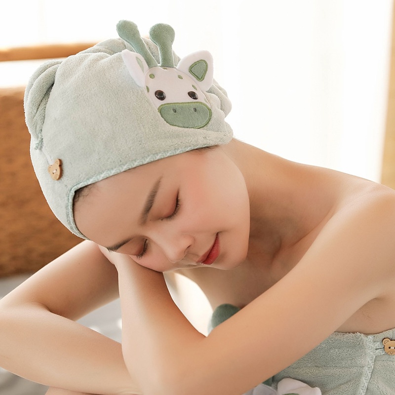 Khăn quấn tóc, mũ trùm đầu thấm nước làm khô tóc