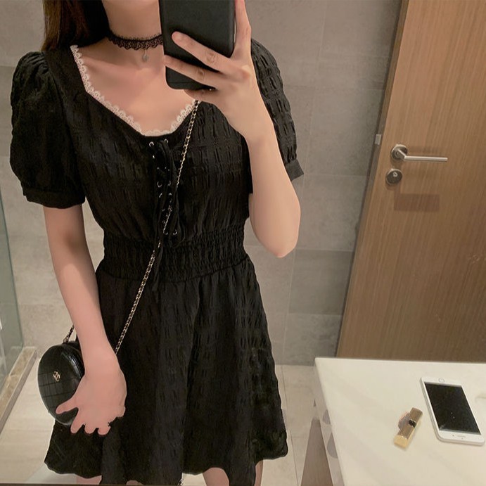 Đầm tay phồng nhấn eo phong cách Pháp cho nữ | BigBuy360 - bigbuy360.vn