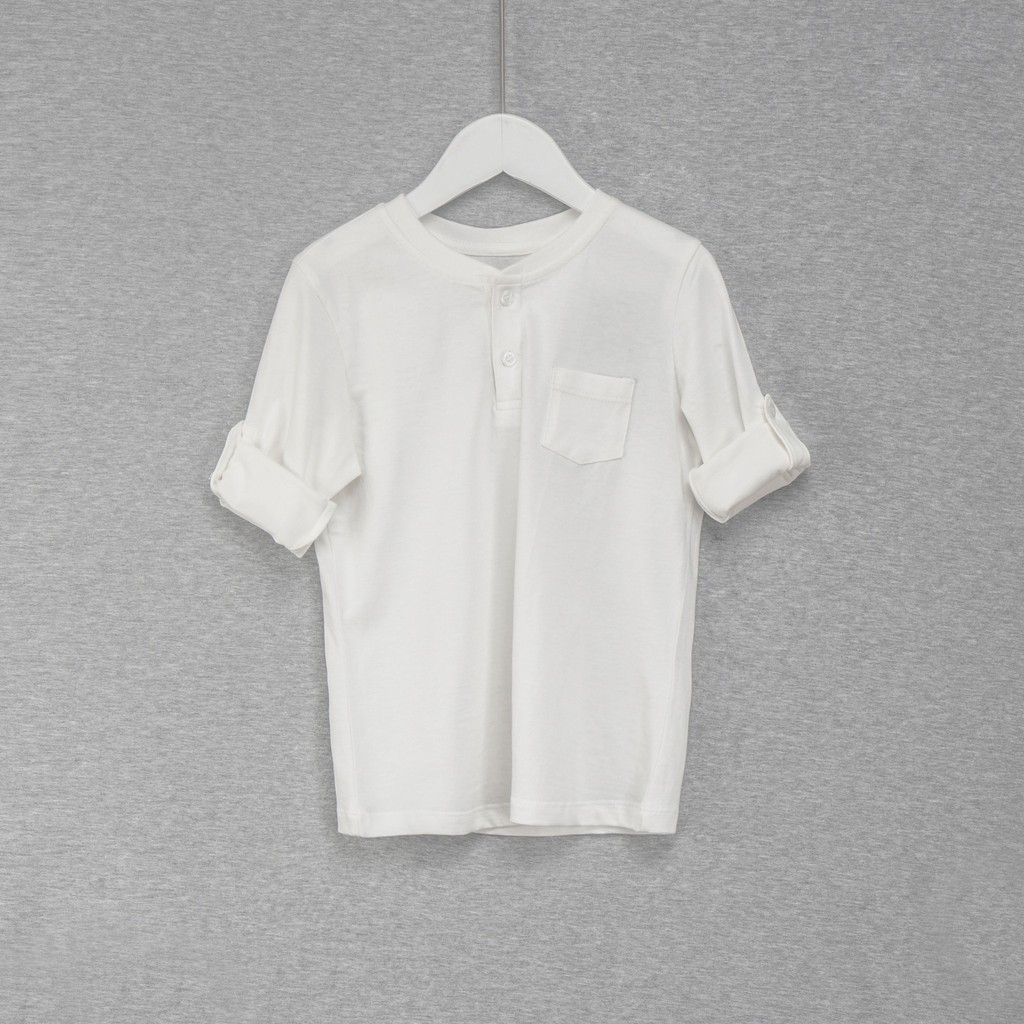 Áo phông bé trai SAYME áo thun dài tay thu đông cổ henley vải cotton mềm mịn thấm hút tốt BCTS0023-24