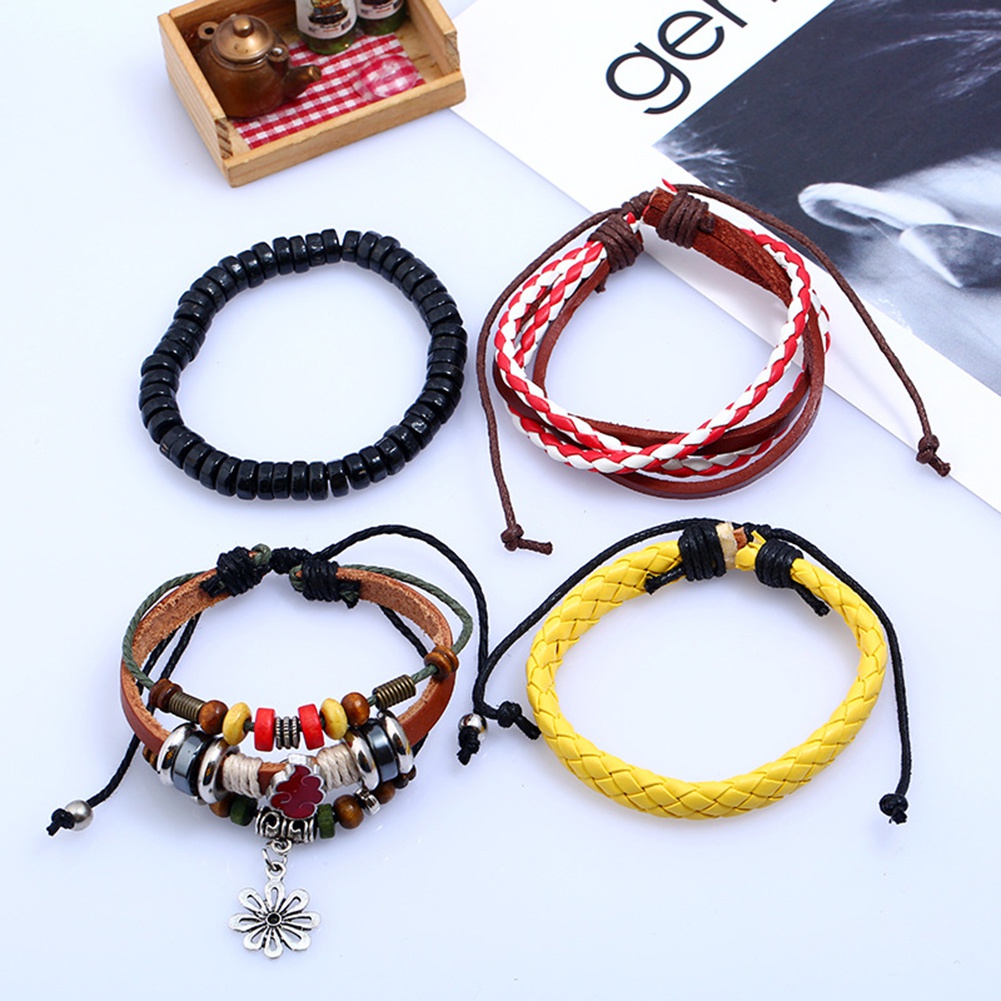 Bộ 4 vòng tay chuỗi hạt phong cách boho độc đáo thời trang cho nữ