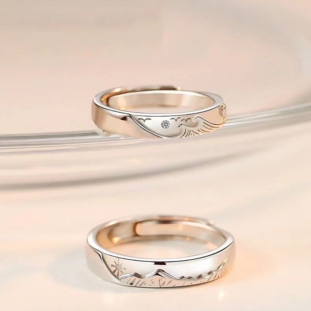 Nhẫn Cặp Đôi Dạng Mở Điều Chỉnh Được Phong Cách Hàn Quốc Lãng Mạn Thời Trang Cho Nam Và Nữ