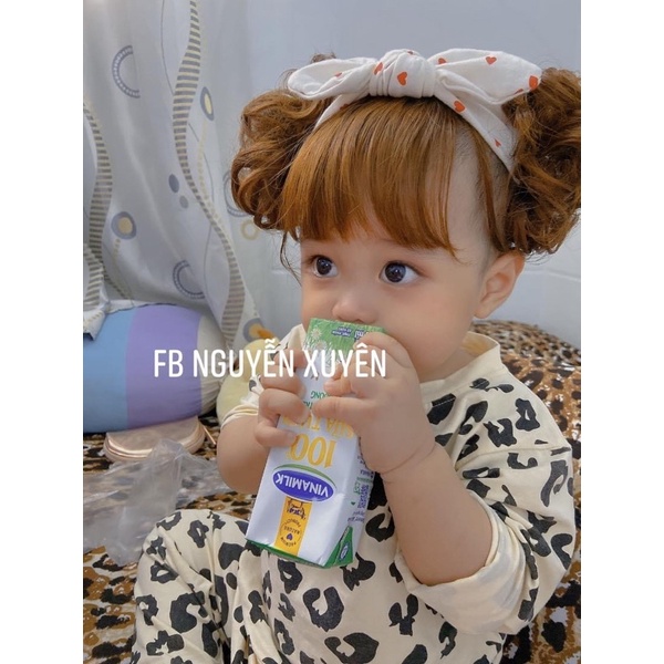 Turban tóc giả xoăn 2 bên cho bé