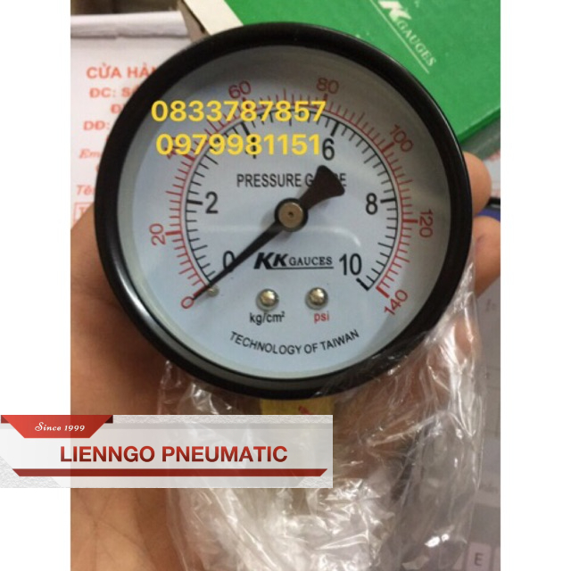 Đồng hồ đo áp suất nước, hơi, khí nén chân đồng phi 63, 100, 40mm