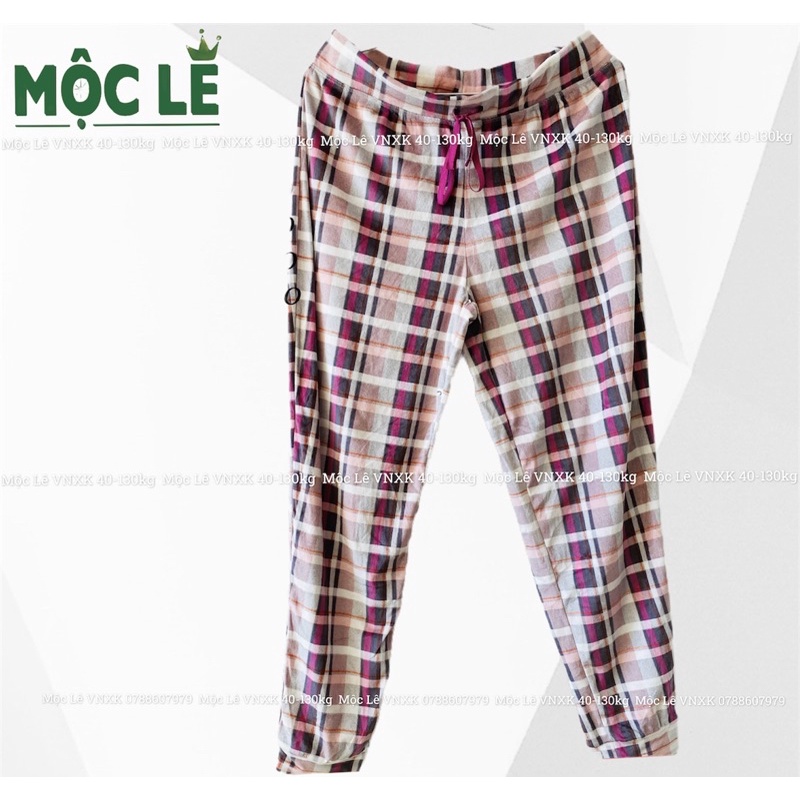 Quần jogger nỉ mỏng vnxk kẻ ca ro bigsize