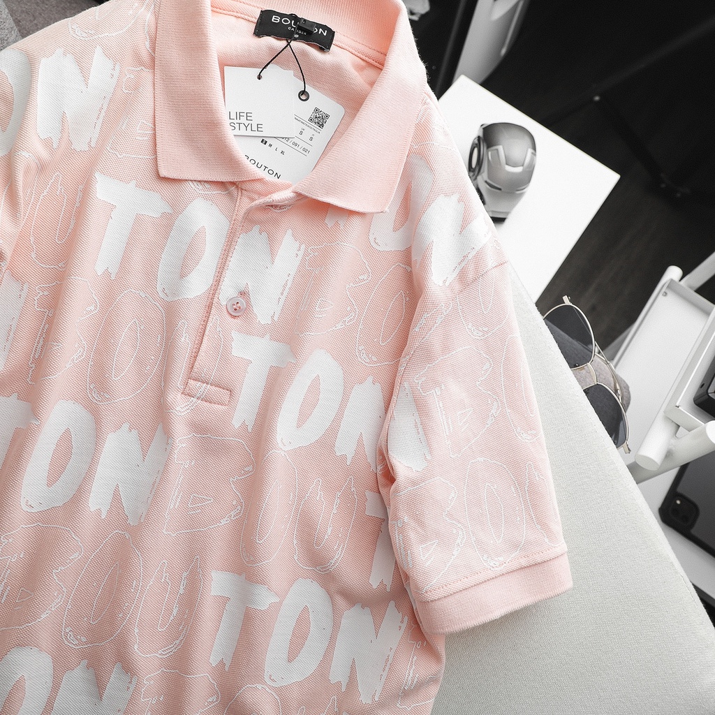 Áo Thun Polo Nam, Áo Phông Polo Nam Có Cổ Tay Ngắn BOUTON In Hình, Vải Cá Sấu Cotton Cao Cấp, Form Slim PLBO0018 160STOR | BigBuy360 - bigbuy360.vn