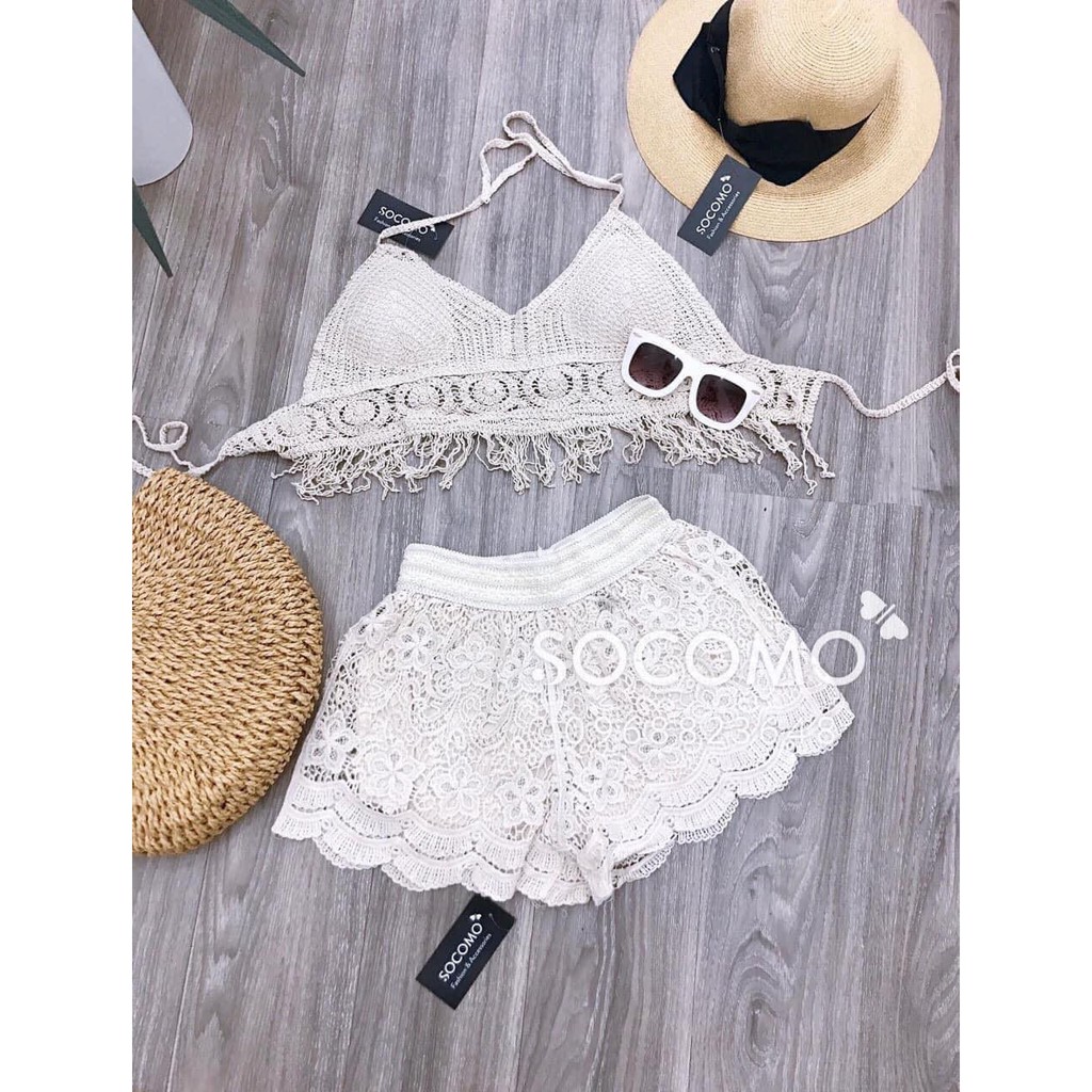 Áo Bra Đi Biển Nữ 🌸 Áo len đan móc bikini sexy đi bơi SIÊU HOT 🌸 | BigBuy360 - bigbuy360.vn