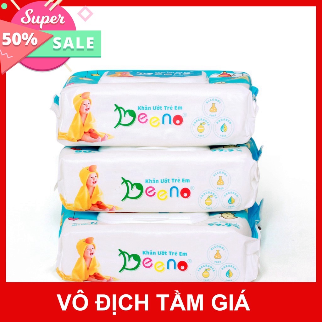 COmbo 5 khăn giấy ướt Beeno thân thiện với da bé, khăn ướt dành cho bé không gây kích ứng
