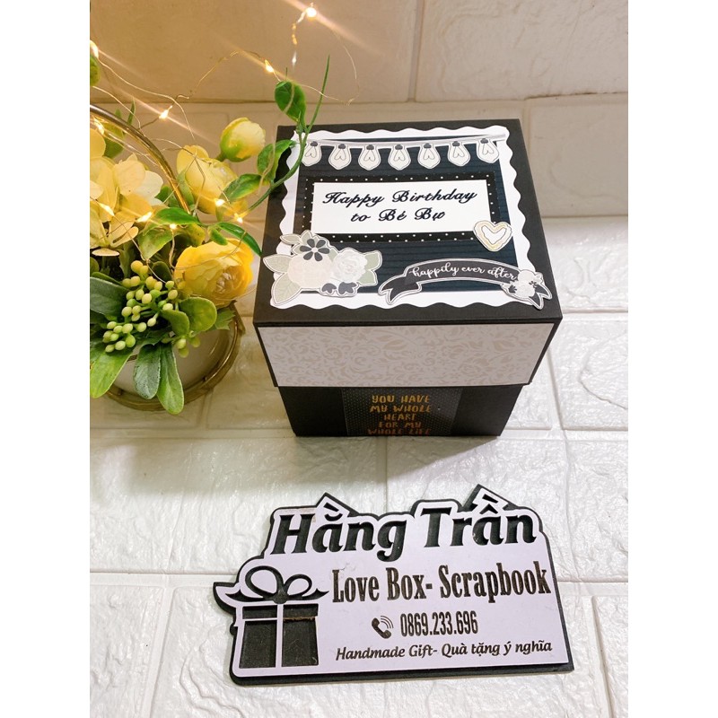 Hộp quà love box tình yêu màu đen trắng (zalo gửi ảnh0869233696)