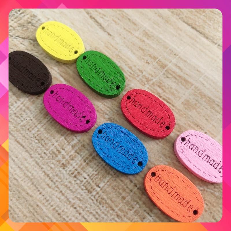 Tag nút gỗ handmade nhiều màu xinh xắn