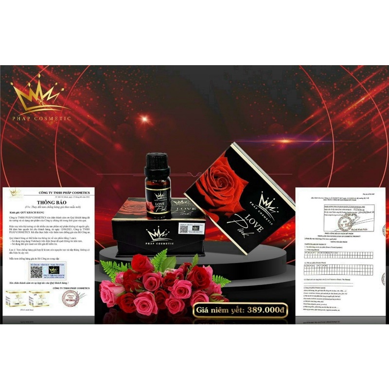 Nước Hoa Vùng Kín Pink Love 10ml Thơm Sạch Hồng Cô Bé -Hàng Chính Hãng