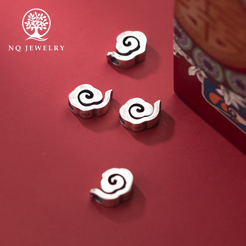 Charm bạc đám mây cân đẩu vân xỏ ngang - NQ Jewelry