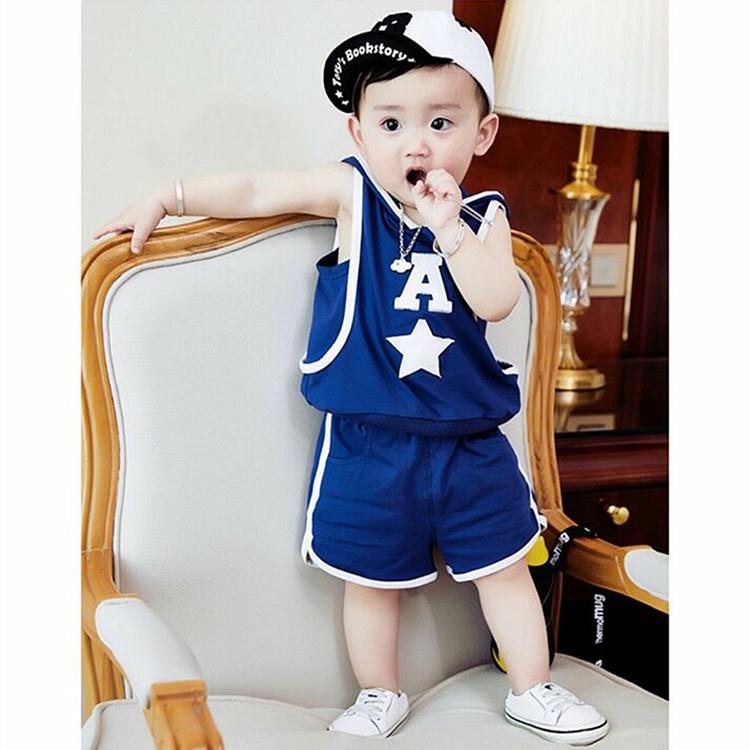 Set Đồ Mùa Hè 2 Món Gồm Áo Thun Cotton Không Tay + Quần Ngắn Thời Trang Cho Bé