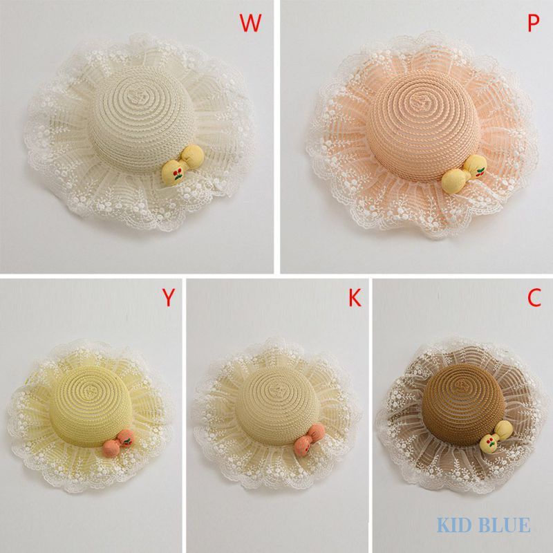 Nón Vành Phối Ren Đính Nơ Họa Tiết Cherry Xinh Xắn Thoáng Khí Dành Cho Nữ