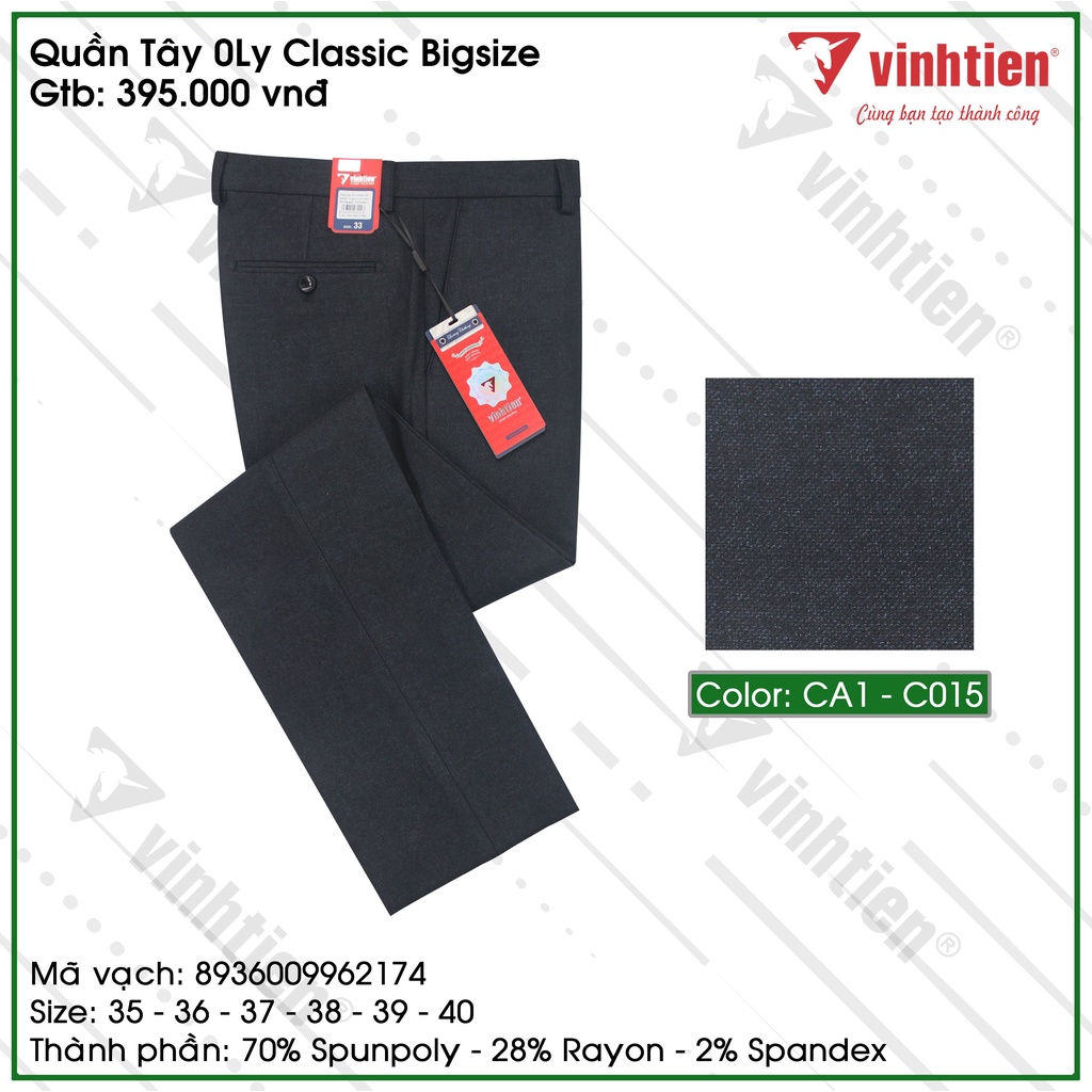 Quần Tây 0ly Bigsize Form Regular Vĩnh Tiến 395