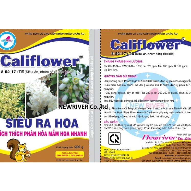 Phân bón CALIFLOWER 8-52-17 - SIÊU RA HOA, KHỎE RỄ - GÓI 200GR