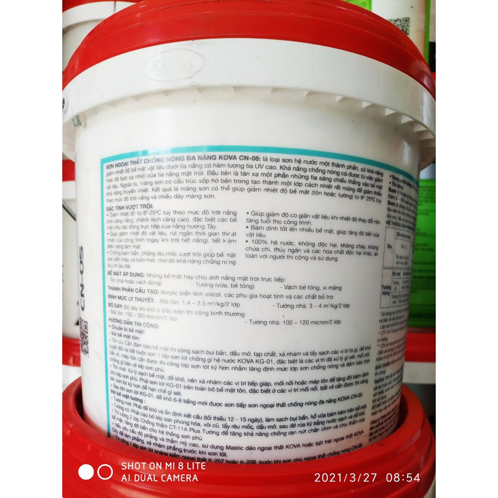 Sơn CN-05 Kova Chống nóng mái tôn giảm nóng từ  8-25 độ 5kg