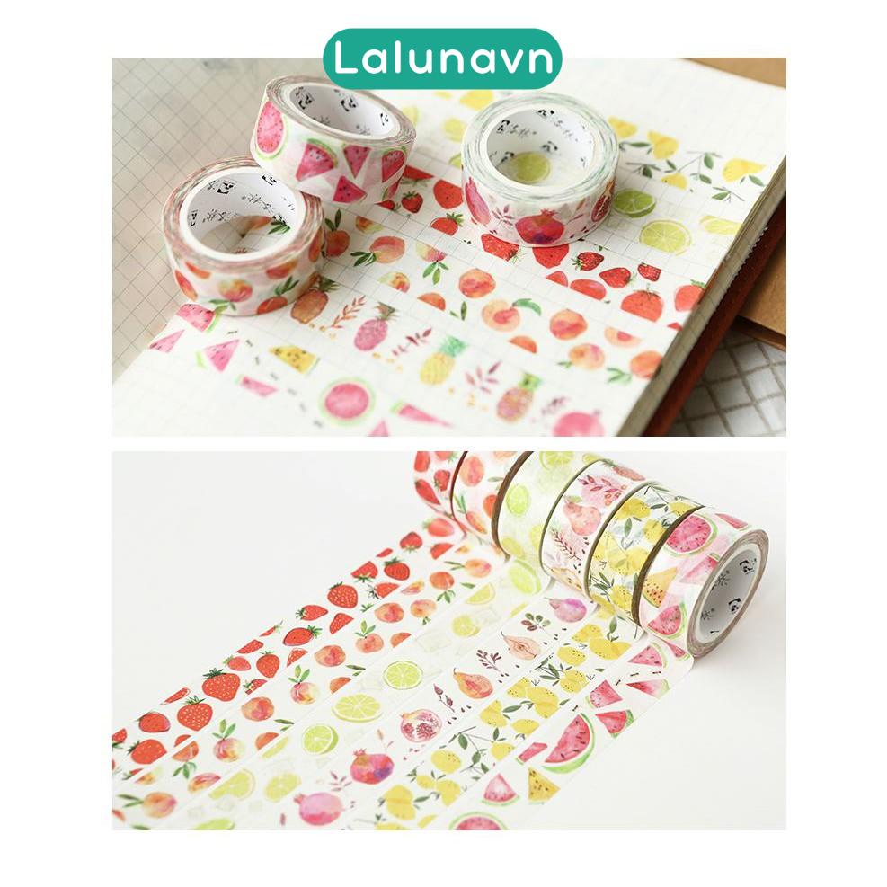 Washi tape cute Hoa quả miếng dán dễ thương trang trí sổ tay bullet journal nhật ký Lalunavn - A05