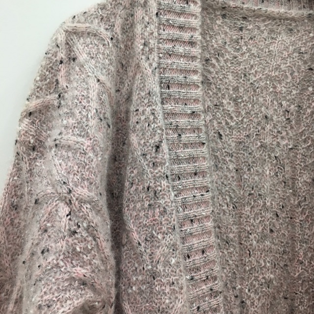 Áo len cardigan dáng dài hồng pastel