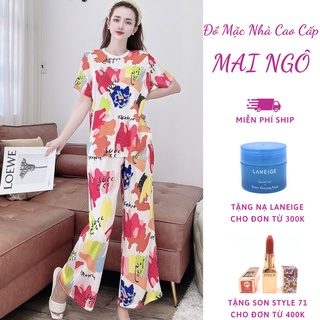 Đồ Bộ Lụa/Đũi Cổ Tròn Quần Dài Mặc Ở Nhà Nữ - Bộ Ngủ Nữ Tiểu Thư Cộc Tay Mặc Thu Đông , Nhiều Mẫu Dễ Thương, MAI NGÔ