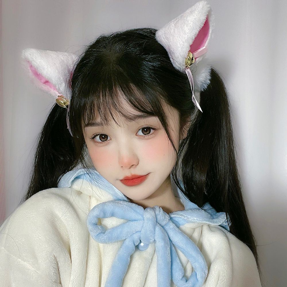 Băng đô cài tóc hình tai mèo đính nơ vải bông dễ thương nhiều màu tùy chọn