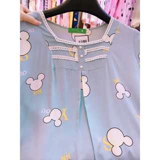 BỘ ĐỒ BẦU Mum's Shop BLR Bộ Chất lanh ren mặc nhà cộc tay