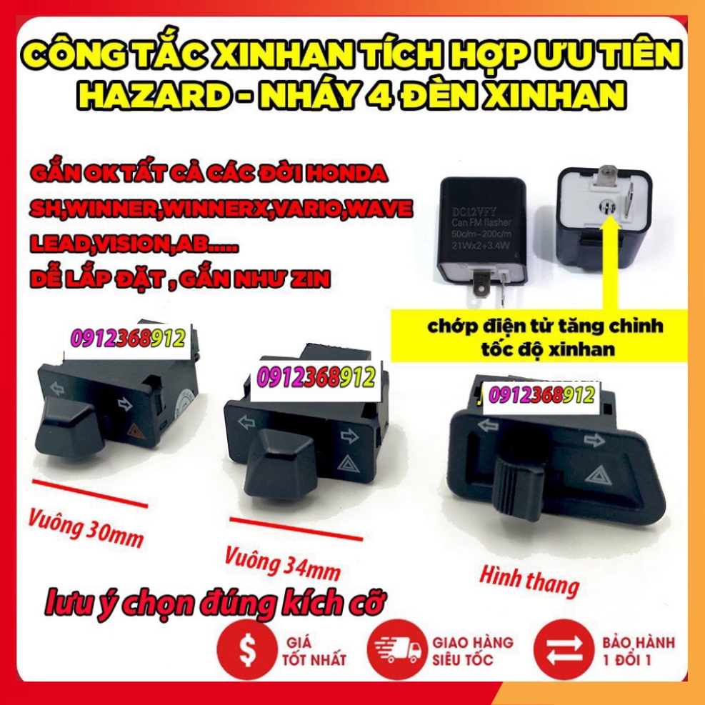 Công tắc xi nhan tích hợp ưu tiên , jack chuyển , cục chớp điện tử , ting tong , công  tắc pasing sh