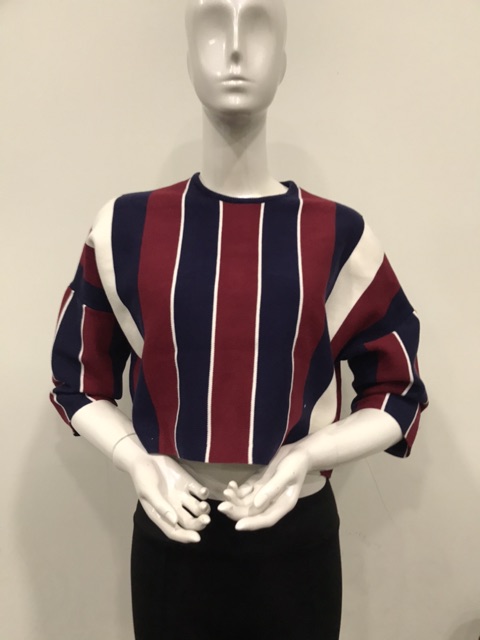Áo len croptop kẻ sọc made in Việt Nam thiết kế bắt mắt cực dày dặn mềm mịn