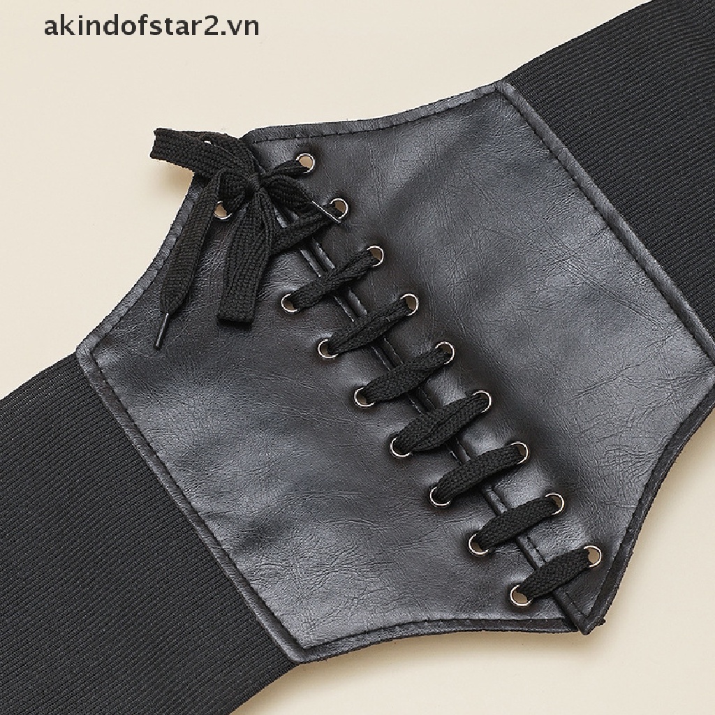 Thắt Lưng Da PU Bản Rộng Phong Cách Gohic Kết Hợp Đầm Thời Trang Cho Nữ