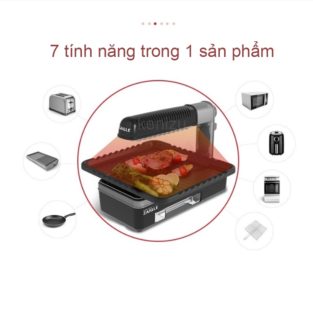 Bếp nướng không khói ZAIGLE bản 2 khay nướng chữ nhật