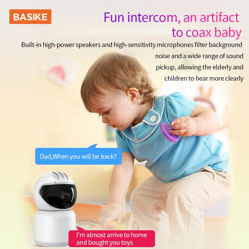 Camera BASIKE CMR02 Không Dây Xoay 360 ° Phát Hiện Chống Trộm Thông Minh Tương Thích Với Hệ Thống iOS Android