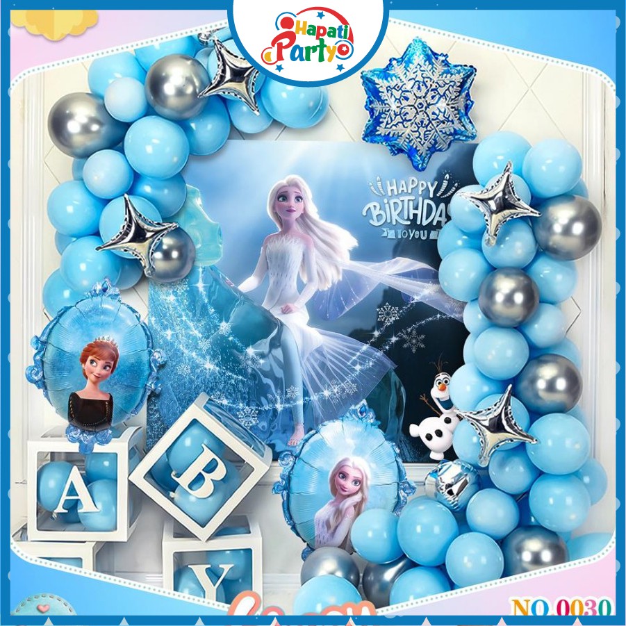 Combo Bóng Sinh Nhật Elsa Cho Bé Gái Có Backdrop ẤN TƯỢNG tại HAPATI 030