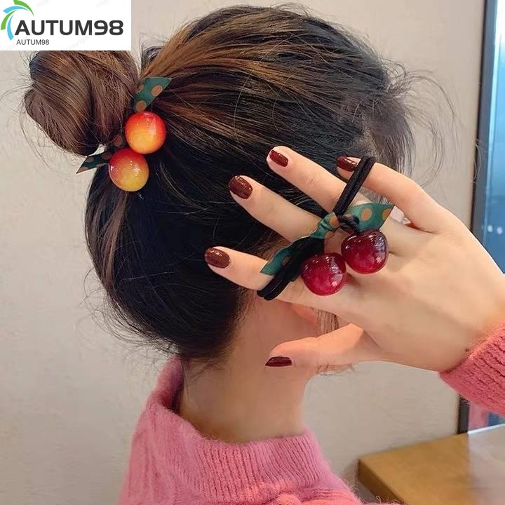 Autum98 Dây buộc tóc tóc hình quả cherry đáng yêu xinh xắn dành cho nữ (B3-4-4)