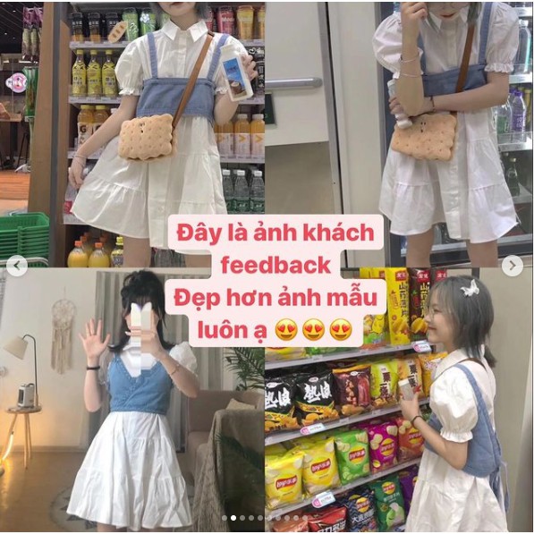 [Mã WAMT1505 giảm 10K đơn 0K] (Có sẵn) SET VÁY BABYDOLL + GILE DENIM | BigBuy360 - bigbuy360.vn