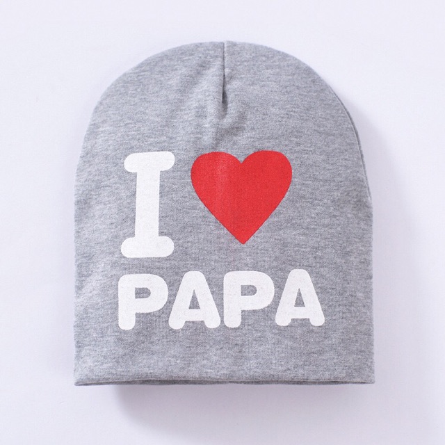 MŨ I LOVE PAPA I LOVE MAMA CHÙM ĐẦU THỜI TRANG, GIỮ ẤM CHO BÉ