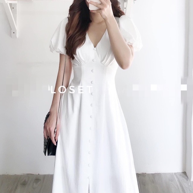 Đầm Nút Bọc Tay Bí 3 màu TT