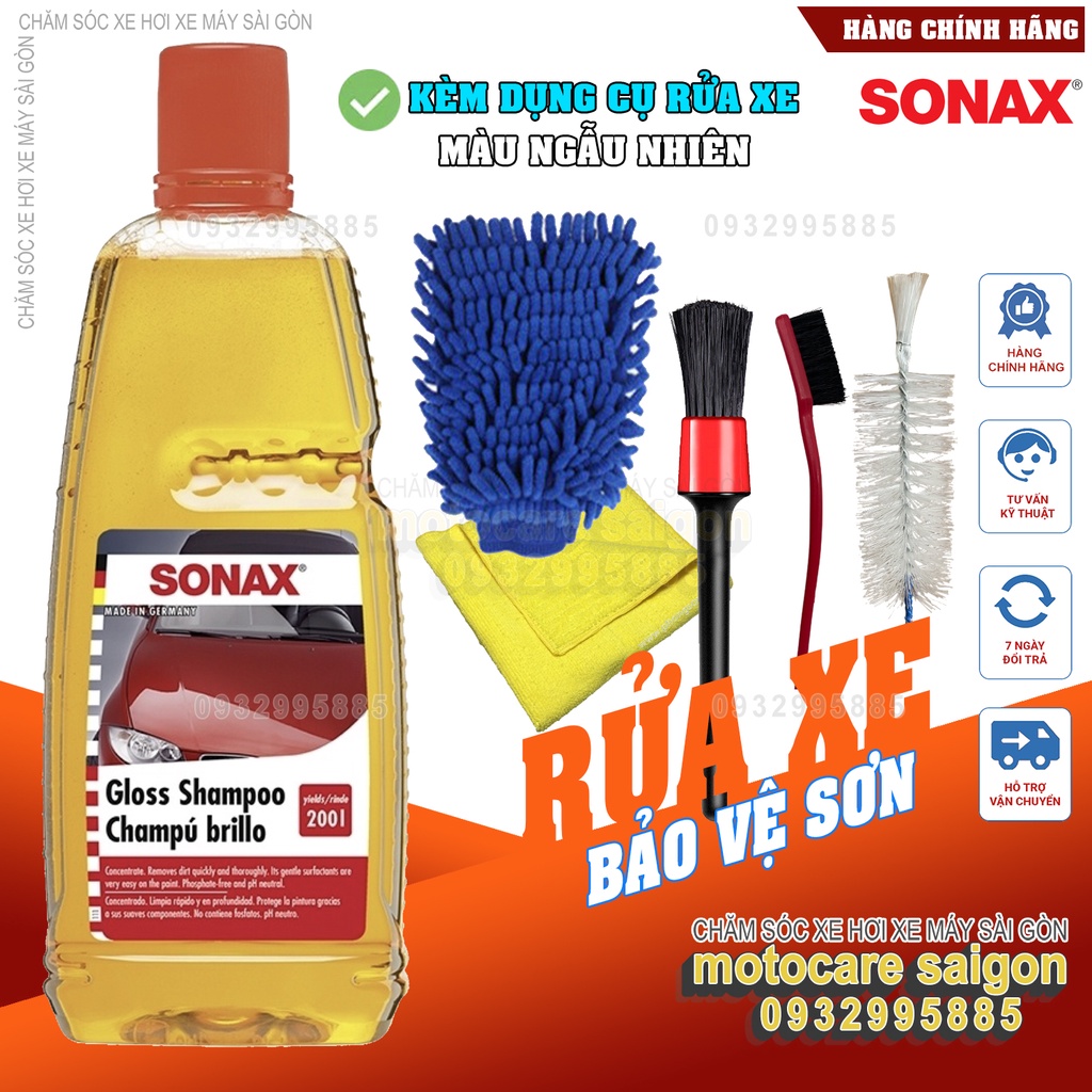 COMBO Nước rửa xe Sonax Gloss Shampoo 1000ml dung dịch rửa ô tô xe máy chính hãng nhập Đức