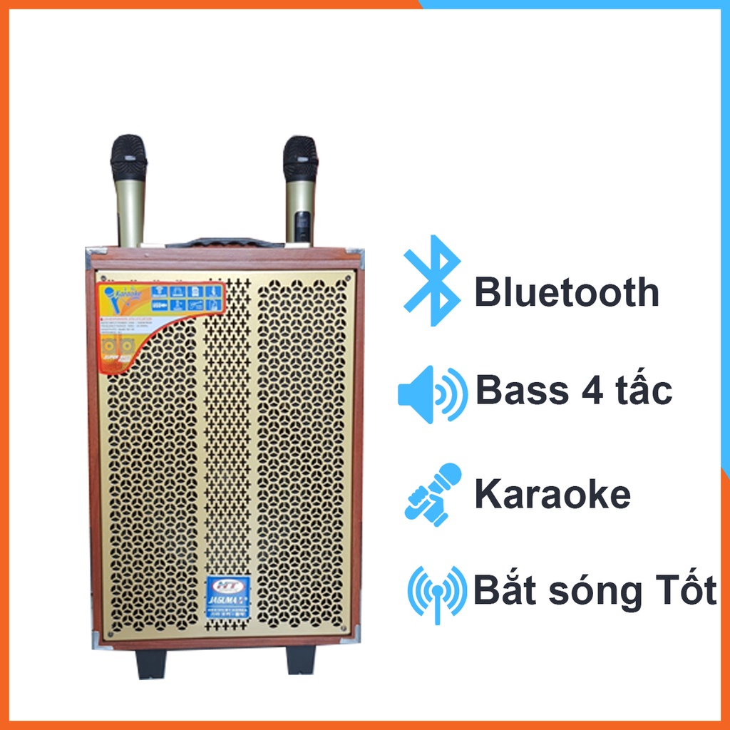 Loa Kéo Jagumax K-S412 4 Tấc Karaoke Đọc Được Usb Thẻ Nhớ guitar Công Suất 200w Tay Kéo Vân