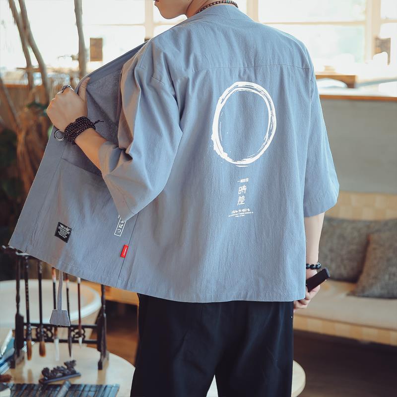 ஐ✇Áo Khoác kimono Ngắn Tay Phong Cách Trung Hoa Dành Cho Nam