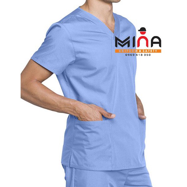 Bộ scrubs bác sĩ, quần áo y tế phòng mổ, đồng phục phẫu thuật - Màu Xanh dương