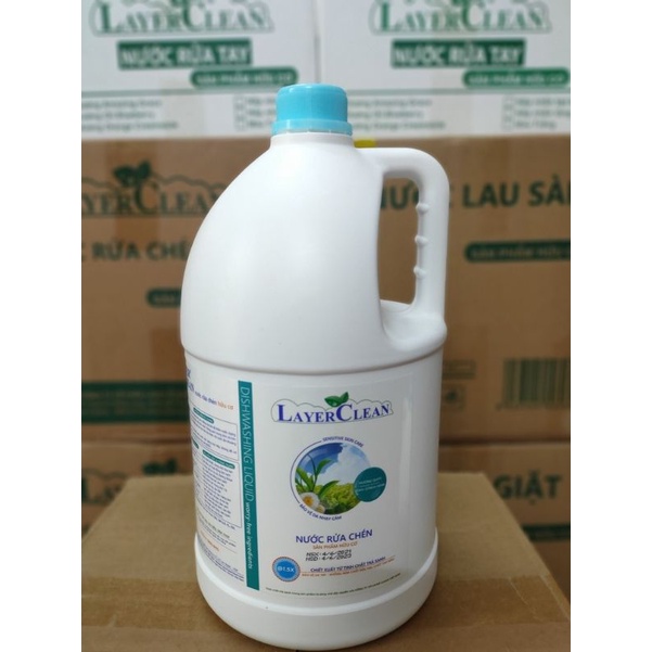 Nước rửa chén bát hữu cơ Layer Clean hương quả hồng can 5L chiết xuất từ thảo mộc