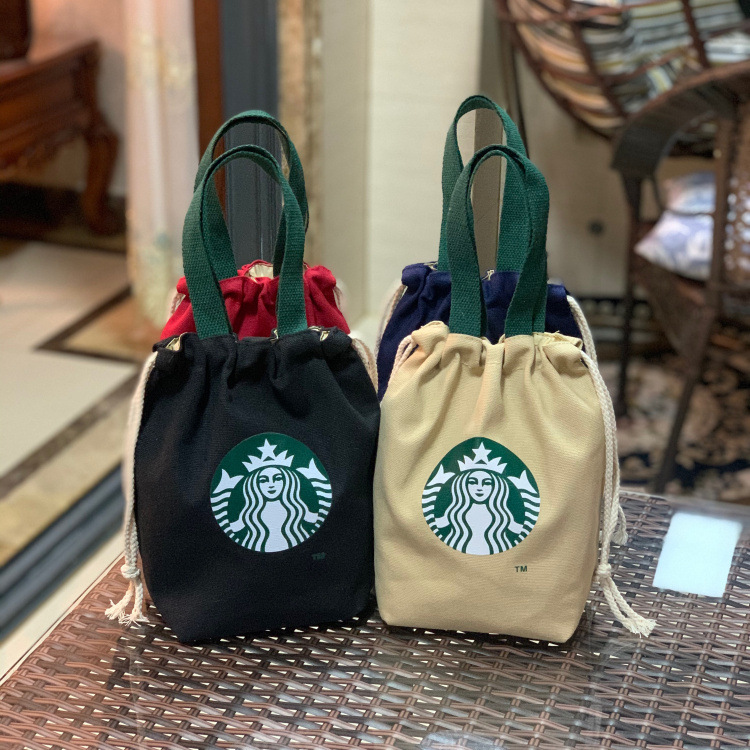 Túi Đựng Hộp Cơm Trưa Có Ngăn Chứa Lớn Họa Tiết Starbucks Độc Đáo