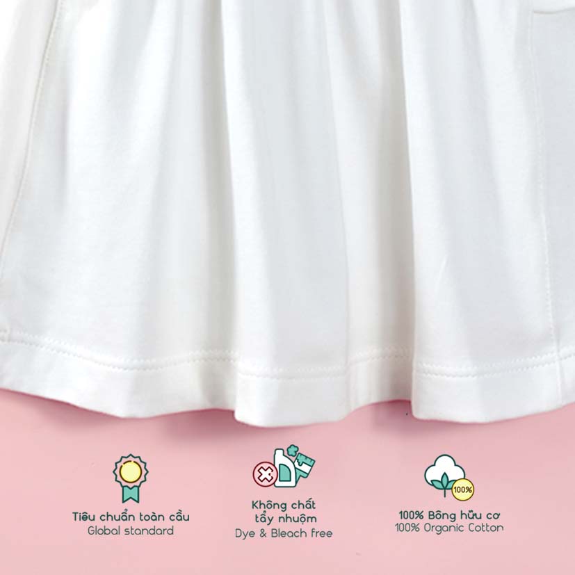 Quần áo trẻ em Bobicraft - Áo đầm tay bèo bé gái - Cotton hữu cơ organic an toàn