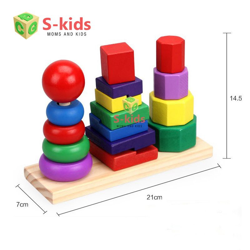 [Mã LIFEM1 giảm 12% tối đa 50K đơn 99K] Đồ chơi trẻ em S-Kids, Thả hình khối ba trụ Montessori bàng gỗ cho bé (Size nhỏ)