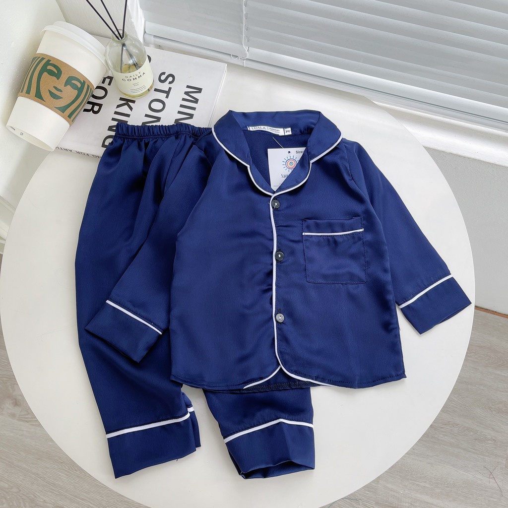 Pijama cho bé, đồ ngủ cho bé trai bé gái chất lụa trơn dài tay cho bé Từ 6-28Kg Doly kids
