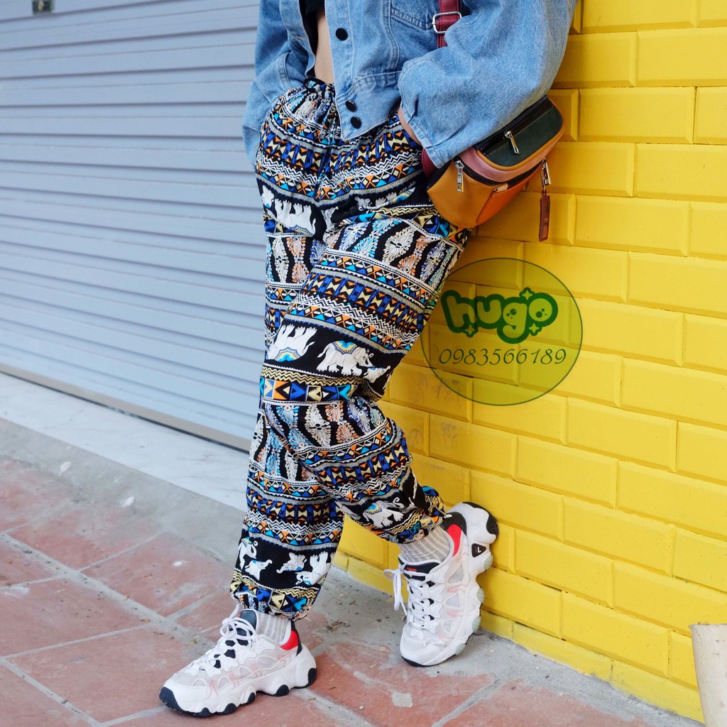 Quần lanh thổ cẩm 🌈 may tại xưởng 🌈 Quần alibaba lanh thái nam nữ hoạt tiết thổ cẩm | BigBuy360 - bigbuy360.vn