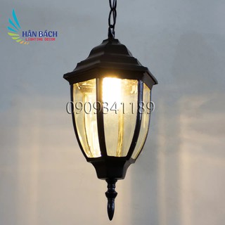 Đèn thả ngoài trời,đèn thả ban công màu đen - kèm bóng